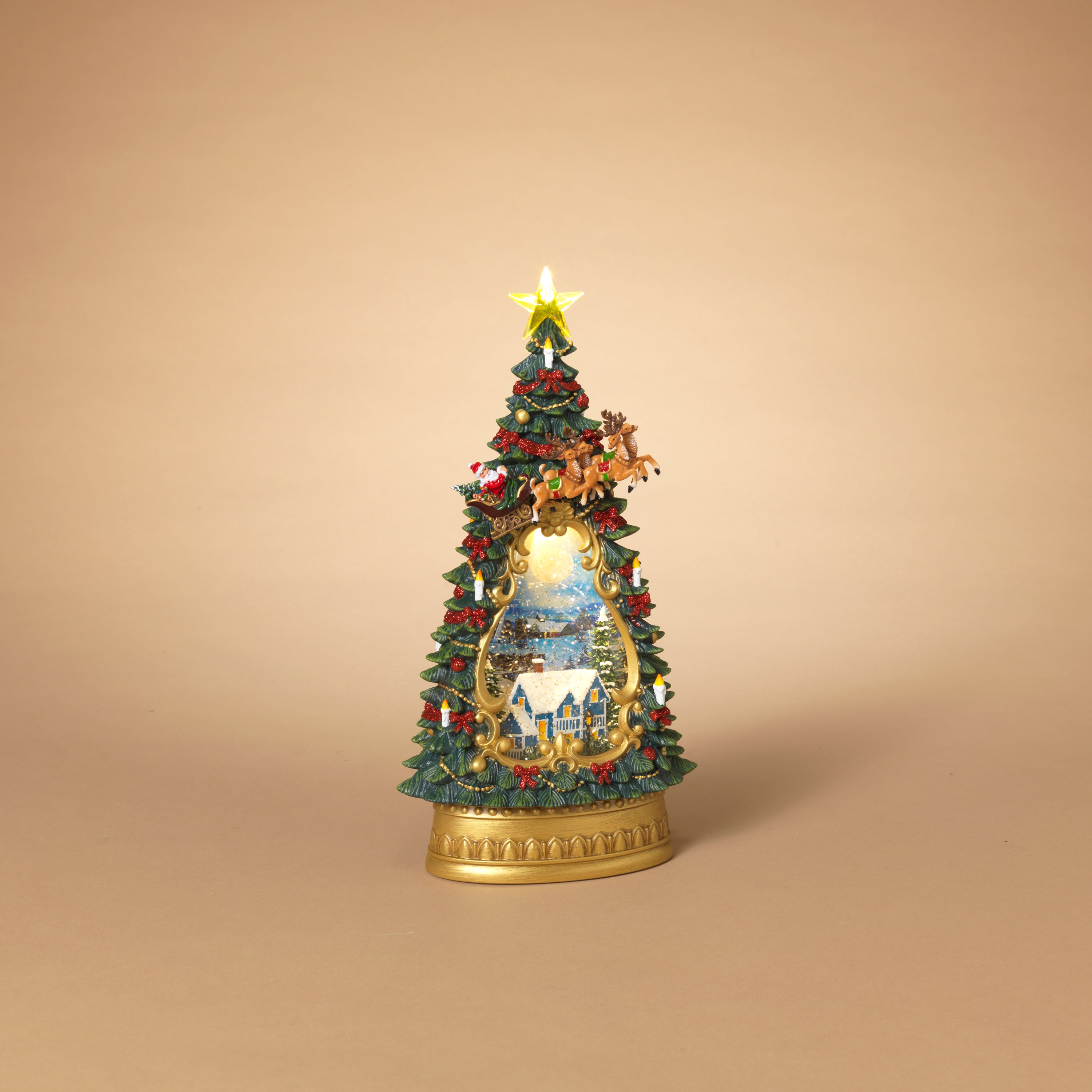 Lighted 13.8 in H Battery Operated Lighted Holiday Scene Spinning Water Globe